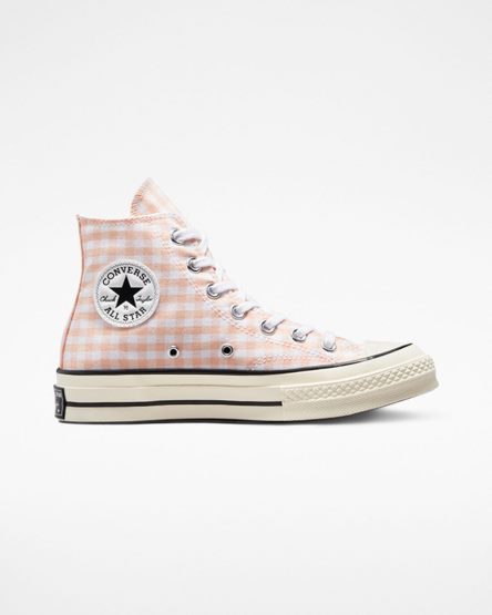 Zapatillas Altas Converse Chuck 70 Gingham Mujer Coral Blancas | PE 42580L